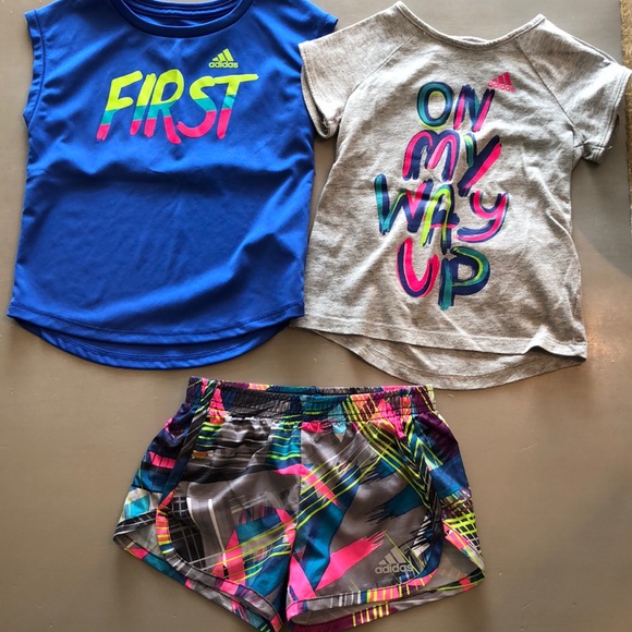 girls adidas short set